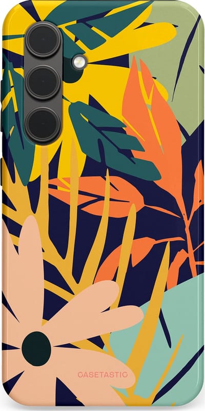 Casetastic Hoesje Geschikt voor Samsung S24 - Stijlvolle Beschermende Duo-layer Case - Ruwe bloemen