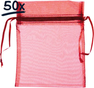 Set van 50 Organza Zakjes (12x15 cm) met Trekkkoord – Perfect voor Cadeaus, Bedankjes en Feestdecoratie