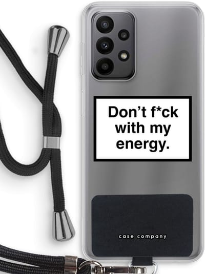 Hoesje met koord geschikt voor Samsung Galaxy A23 hoesje met Koord - My energy - Telefoonhoesje met Zwart Koord - Bescherming aan alle Kanten en Over de Schermrand