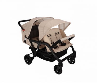 Familidoo Lidoo Lite Arctic Buggy 4 zits Geschikt voor 2 newborn baby's - Compact (77 cm) -inclusief regenhoes - Perfect voor Gastouders & Kinderdagverblijven- Fully Beige