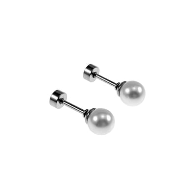 6mm Oorstekers - Parel Oorbellen - Kunstmatige - Zilverkleurige RVS - Oorstekers met Draaisluiting - Oorbellen Dames