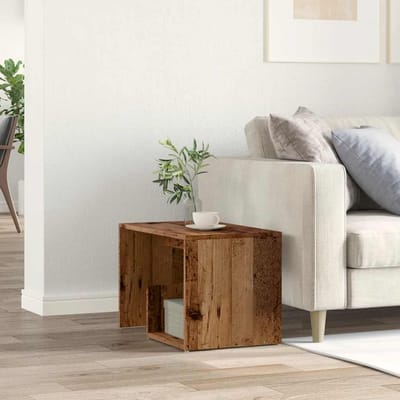 vidaXL - Bijzettafel - 59x36x38 - cm - bewerkt - hout - oud - houtkleurig
