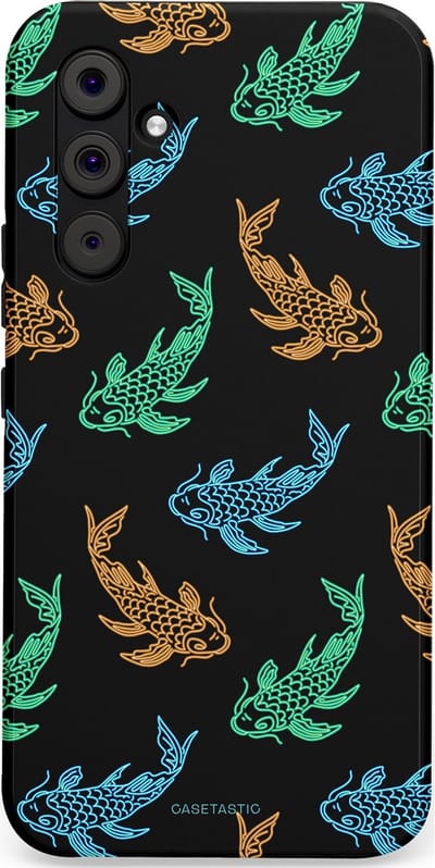 Casetastic hoesje geschikt voor Samsung Galaxy A54 (2023) 5G - Dubbellaagse bescherming - Neon Koi - Fashion Case - Zwart Petrol Donkergroen Bruin