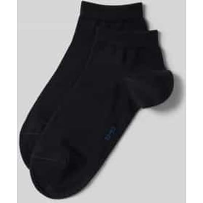 FALKE Happy 2-Pack kort eenkleurig katoen multipack sneakersokken enkelsokken heren blauw - maat 39-42