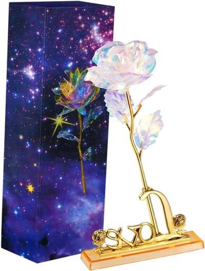 Eeuwige Roos - Folie Roos Decoratie - Romantisch Cadeau - Gouden Folie - 25x13x8 cm - Goud