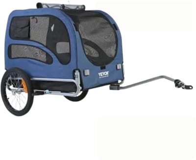 Trendique - Hondenfietskar - Fietsdrager - Aanhangwagen - Hondenfietskar opvouwbaar - Draagvermogen tot 45 kg - Met vlag - Blauw/Zwart