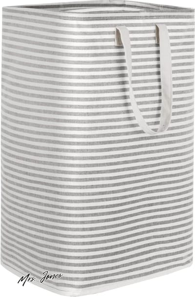 Mrs. Jones Opvouwbare Wasmand Kledingmandmet Grote Capaciteit - Mand Met Verlengde Handgrepen Voor Opbergkleding Speelgoed in Slaapkamer Badkamer Opvouwbare 80L 40 x 30 x 67 cm Grijs .