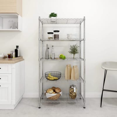 Étagère de Rangement à 5 Niveaux 90 x 35 x 180 cm Chrome Capacité 250 kg