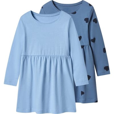 LUPILU Set van 2 kinder jurken (Blauw, 98/104)