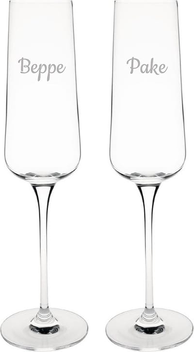 Gegraveerde Champagneglas 27cl Pake & Beppe