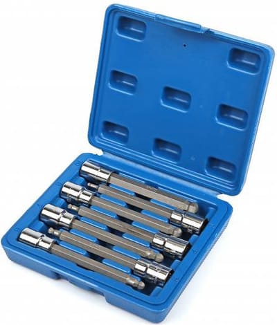 HBM 7-delige 3/8 lange inbus doppenset 3 10 mm met kogelkop