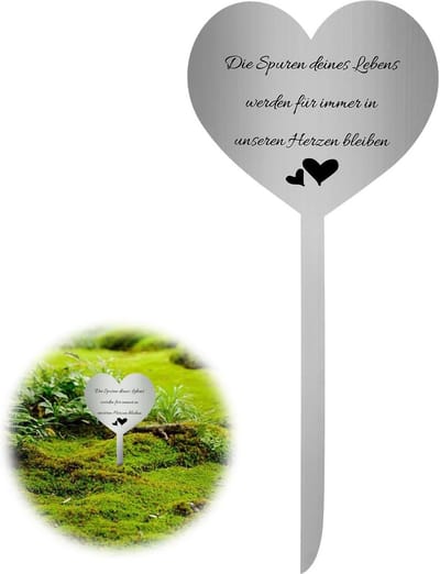Roestvrij Stalen Grafsteker Hartvorm - Persoonlijke Weerbestendige Grafdecoratie 28 cm