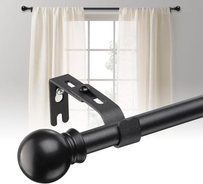 Dailygoods- Gordijnroede Uittrekbaar 71-210 cm - Metalen Gordijnroede 16 mm - Stabiele Gordijnroedeset - Eenvoudige Installatie - Decoratieve Eindstukken - Gordijnstang