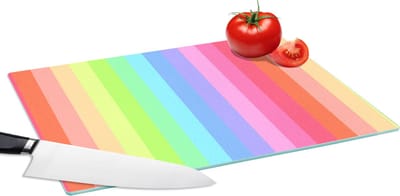 Glazen Snijplank - 39x28 - Regenboog - Patronen - Pastel - Snijplanken Glas