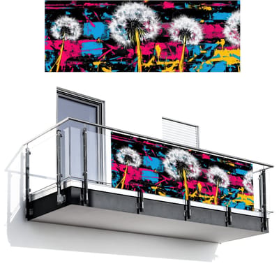 Balkonscherm 300x110 cm - Balkonposter Street Art - Kleurrijk - Muur - Balkon scherm decoratie - Balkonschermen - Balkondoek zonnescherm