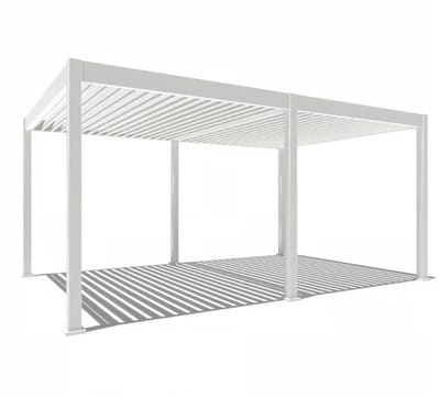 Orion Deluxe elektrische overkapping met LED - 360 x 530 cm - wit - Elektrisch lamellen dak en Luxe uitstraling - Volledig Aluminium terrasoverkapping met LED verlichting - Perfect te gebruiken als Tuinprieel / Carport / Veranda / Pergola