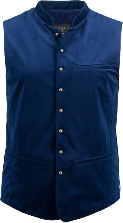 JP 1880 - Heren - Vest traditionele kostuum fluweel opstaande kraag - Diepblauw - Maat 70