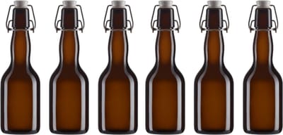 RANO - 6x beugelfles 330ml | donker bruin glas | porseleinen dop | Luchtdicht | fles met beugelsluiting | beugelflessen | glazen flesjes met dop | bierfles | bierflesjes | bottelen