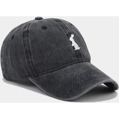 Nieuwe Vintage Gewassen Katoen Denim Baseballpet Cartoon Borduurwerk Konijn Schattige Snapback Buiten Zonnehoeden Voor Mannen Vrouwen (black,Adjustable) zwart