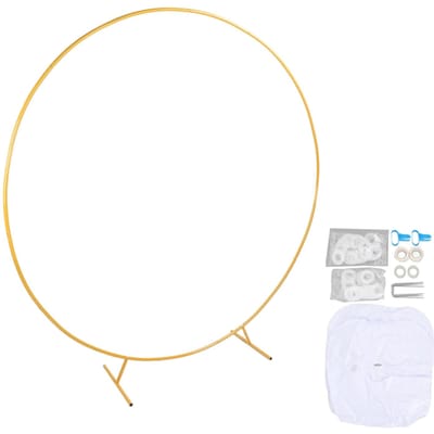 Support de toile de fond rond en métal stable de 2,2 m pour arche de ballons, pour mariage, anniversaire, jardin white