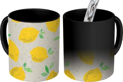 Magische Mok - Foto op Warmte Mokken - Koffiemok - Citroen - Fruit - Vintage - Design - Magic Mok - Beker - 350 ML - Theemok