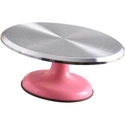 Support Rotatif de 10 Pouces pour Décoration de Gâteau Professionnel en Alliage d'Aluminium Plateau Tournant pour Gâteau Maison Fournitures de Décoration de Gâteau rose