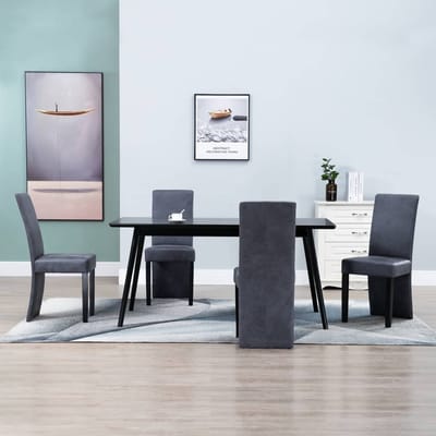 vidaXL - Eetkamerstoelen - 4 - st - kunstsuède - grijs