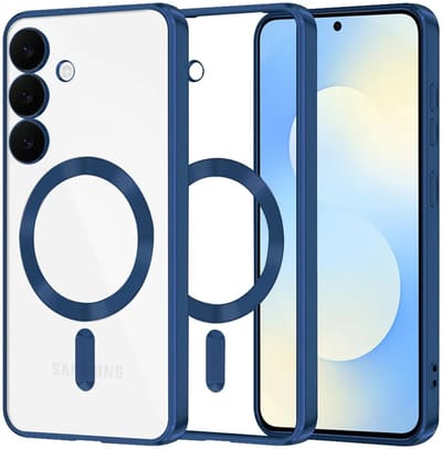 Hoesje geschikt voor Samsung Galaxy S25 FE - Techsuit Luxury Crystal Back Cover - Geschikt voor MagSafe - Transparant/Donkerblauw