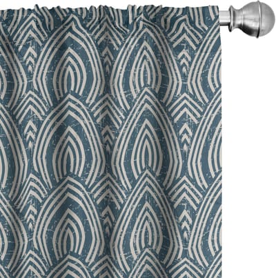 ABAKUHAUS – Geometrische Schubben Gordijnen 2x75x175 cm – Donker Teal