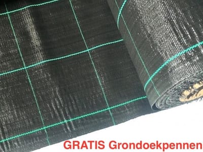 Campingdoek - Gronddoek - Worteldoek 2,10M X 5M totaal 10,5M² + 15 GRATIS grondpennen. Hoge kwaliteit, lucht en water doorlatend.