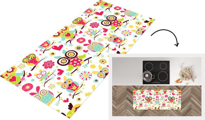 Keukenloper - Loper keuken - Patronen - Uil - Dieren - 120x50 cm - Keukenloper vinyl