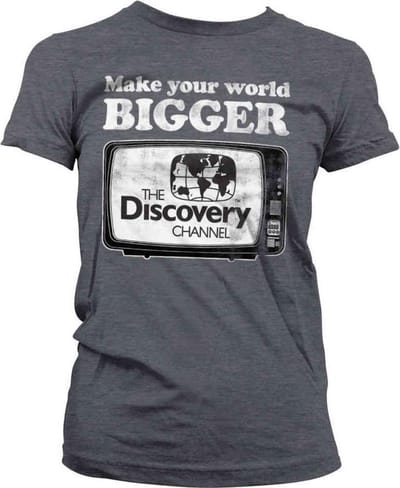Discovery Channel Dames Tshirt -S- Make Your World Bigger Grijs