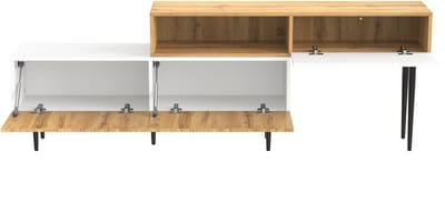Hout Wit Spaanplaat Mdf Tv Meubel 120+120x30x63.5cm Woonkamer Modulair Metalen Poten