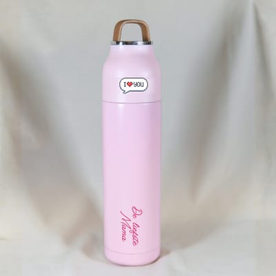 Thermosfles De Liefste Mama - 500ml - RVS - Roze - Cadeau Mam - Moederdag - Moederdag Cadeautje - Moederdag Cadeau voor Mama