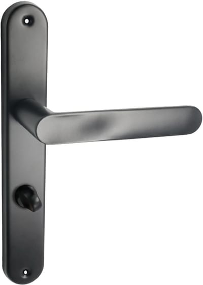 Domino® Deurkrukgarnituur OVAL - Zwart - WC met Rozette - Deurbeslag van aluminium - Deurklink voor badkamer, badkamerdeuren, kelderdeur en binnendeur