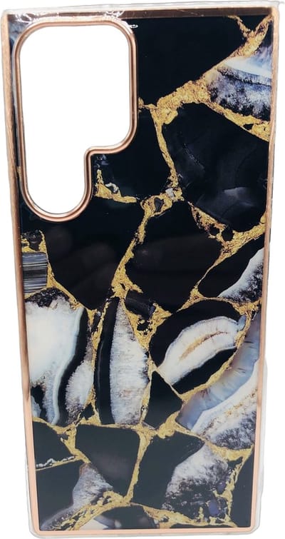 Luxe Marmer Back Cover hoesje - Geschikt voor Samsung Galaxy S22 Ultra - Marmer - Luxe - Zwart