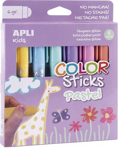 APLI KIDS Verf color stick Pastel kleuren - 6 kleuren