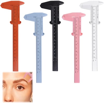 Wenkbrauw Meetliniaal - Mini Caliper - Symmetrische Wenkbrauwen Maken - Dubbele Schaal - 10 Stuks - Kleurrijk