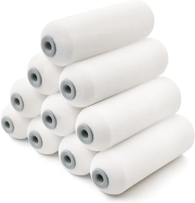 Mini verfrollers 100 mm - 10 stuks - schuim met hoge dichtheid voor gladde oppervlakken