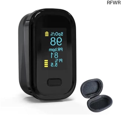 RFWR® Medische Saturatiemeter voor Zuurstof en Hartslagmetingen - Pulse Oximeter met PI Functie en Gratis Opberghoes