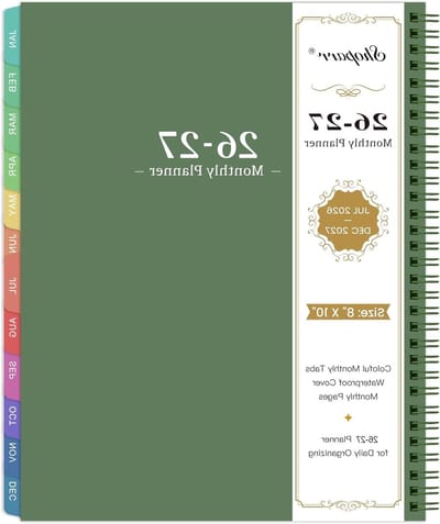 Maandplanner 2026 - Kalender Planner - Dagelijks Organiseren - Maandelijkse Tabbladen - 8" x 10" - Mosgroen
