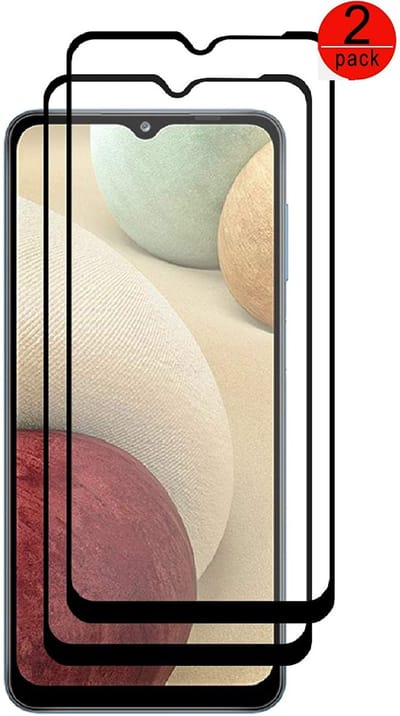 Screenprotector Geschikt voor Samsung Galaxy A12 Screenprotector / Galaxy A12 Full cover Tempered glass 2 pack Gehard Glas Zwart