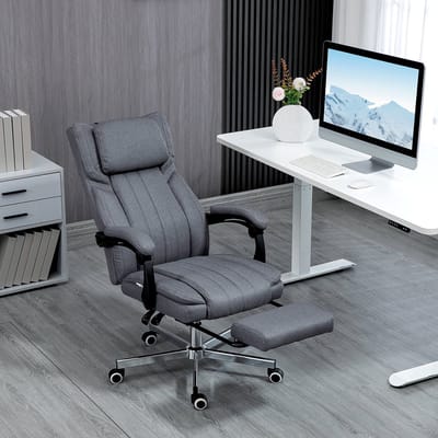 STILVORA Bureaustoel 65 x 61 x 105-113 cm - Ergonomisch Met Massage, Voetensteun En Ligfunctie - Voor Thuiskantoor - Grijs