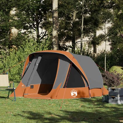 vidaXL - Tent - 4-persoons - waterdicht - grijs - en - oranje