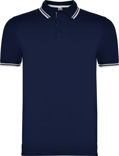 Heren polo 'Montreal' merk Roly maat S Donkerblauw/Wit
