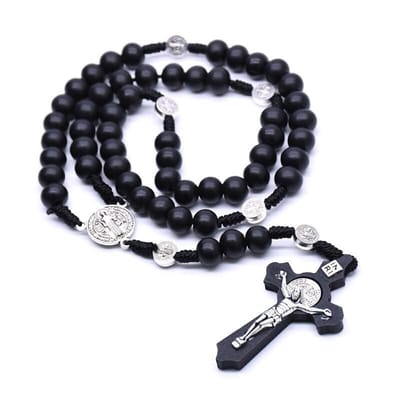 Fako Bijoux® - Rozenkrans Ketting - Hout - Zwart - 10mm