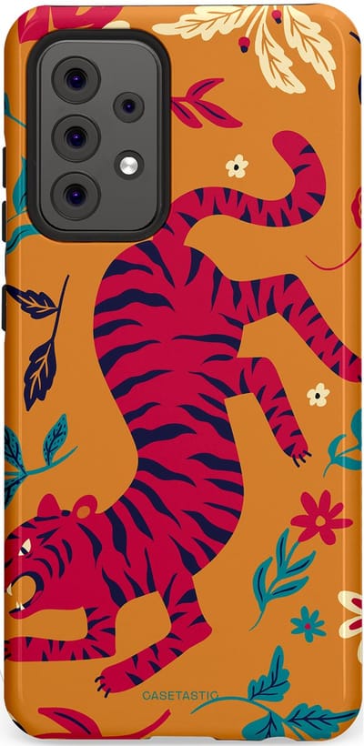 Casetastic Hoesje Geschikt voor Samsung A52 (4G/5G/s) - Stijlvolle Beschermende Duo-layer Case - Zonnetijger