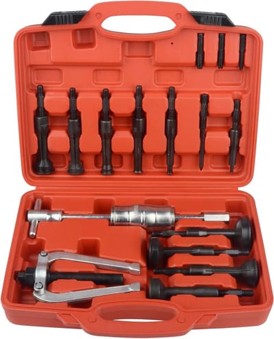 Complete Set voor het Uittrekken van Binnenlagers en Seals met 16 Stukken, Inclusief Slide Hammer en Pilootinvoegtool voor Efficiënt Lagerverwijderen