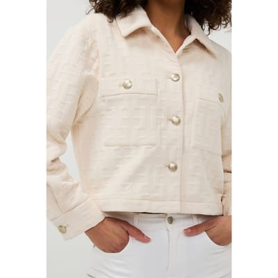 EsQualo Jacket Fancy Graphic Print Sand Größe: S | Cropped-Jacken Outlet | Damen | Braun