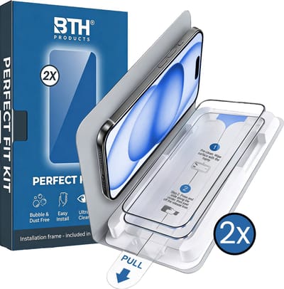 Screenprotector - Geschikt voor Apple iPhone 15 - 2 Stuks - Met Installatie Frame - Perfect Fit Kit - Gehard Glas - Beschermglas - Exacte Uitlijning - Tempered Glass - Screen Protector - Case Friendly - Eenvoudig Aanbrengen